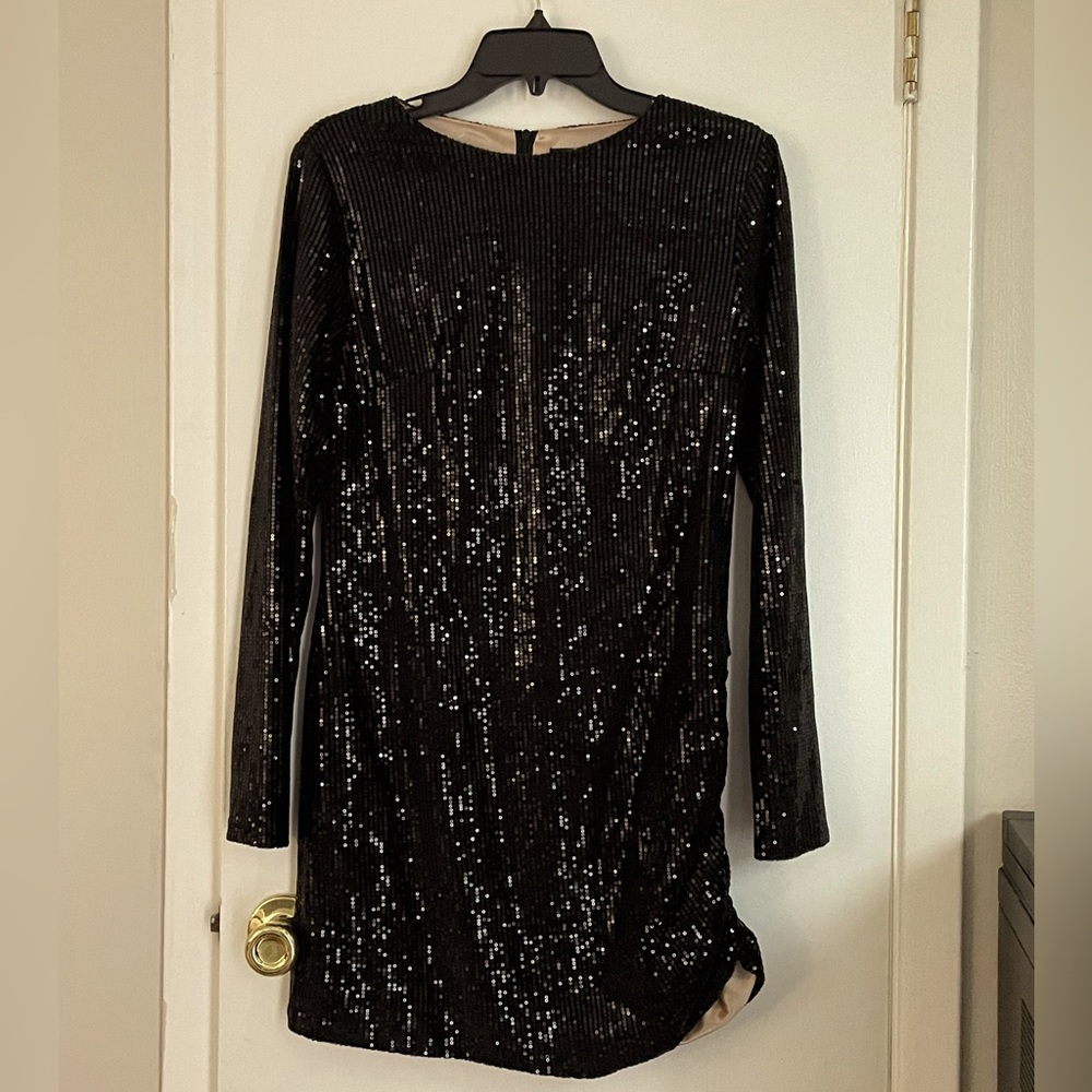 Black mini sequin dress